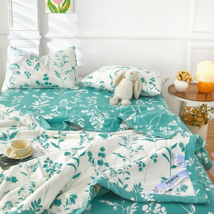 91家纺网 家纺一手货源 找家纺 黛妮雅 2026新款里外全棉印花棉花被纯棉夏被夏凉被空调被 夏被四件套叶叶情深