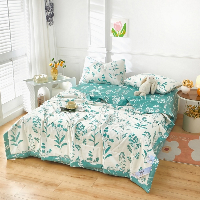 91家纺网 家纺一手货源 找家纺 黛妮雅 2026新款里外全棉印花棉花被纯棉夏被夏凉被空调被 夏被四件套叶叶情深