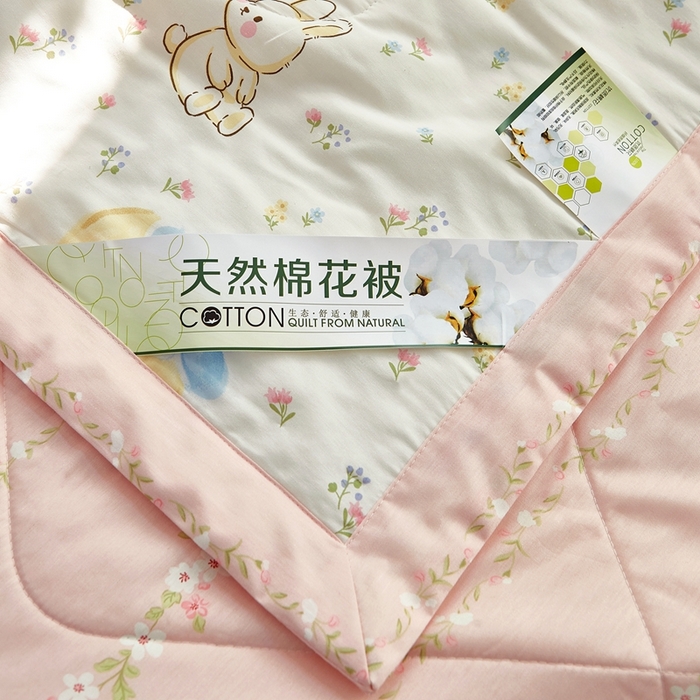 91家纺网 家纺一手货源 找家纺 黛妮雅 2026新款里外全棉印花棉花被纯棉夏被夏凉被空调被 夏被四件套草莓泡芙