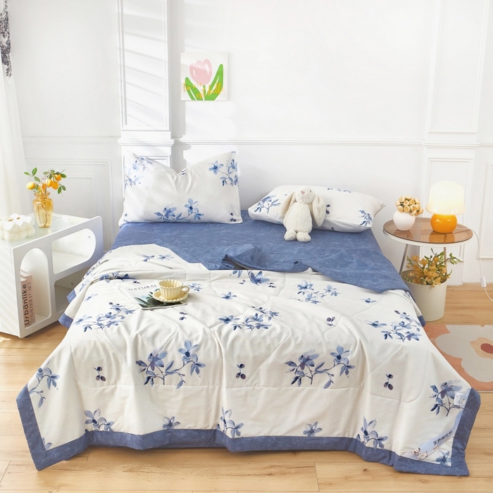 91家纺网 家纺一手货源 找家纺 黛妮雅 2026新款里外全棉印花棉花被纯棉夏被夏凉被空调被 夏被四件套梦兰花