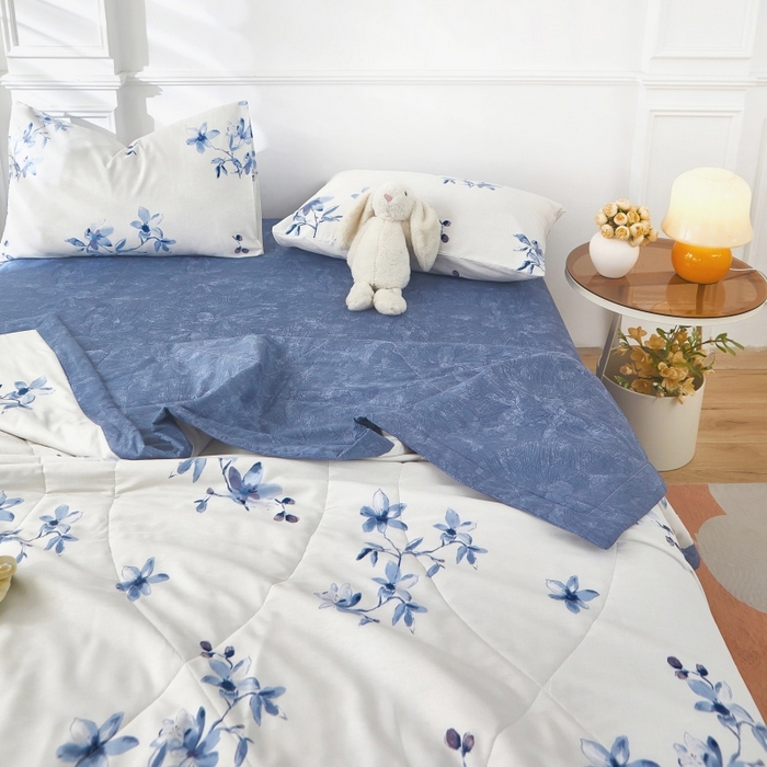 91家纺网 家纺一手货源 找家纺 黛妮雅 2026新款里外全棉印花棉花被纯棉夏被夏凉被空调被 夏被四件套梦兰花