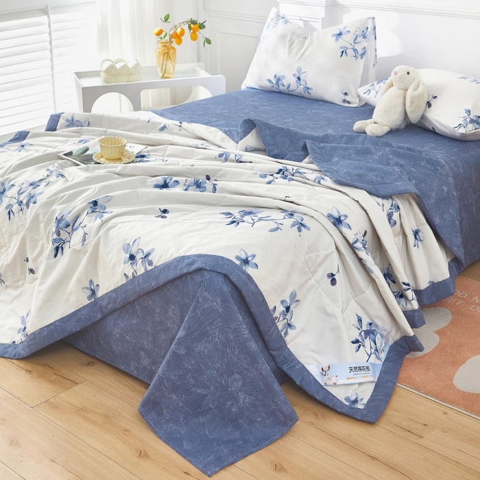 91家纺网 家纺一手货源 找家纺 黛妮雅 2026新款里外全棉印花棉花被纯棉夏被夏凉被空调被 夏被四件套梦兰花