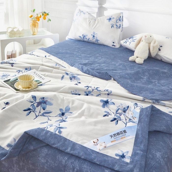 91家纺网 家纺一手货源 找家纺 黛妮雅 2026新款里外全棉印花棉花被纯棉夏被夏凉被空调被 夏被四件套梦兰花