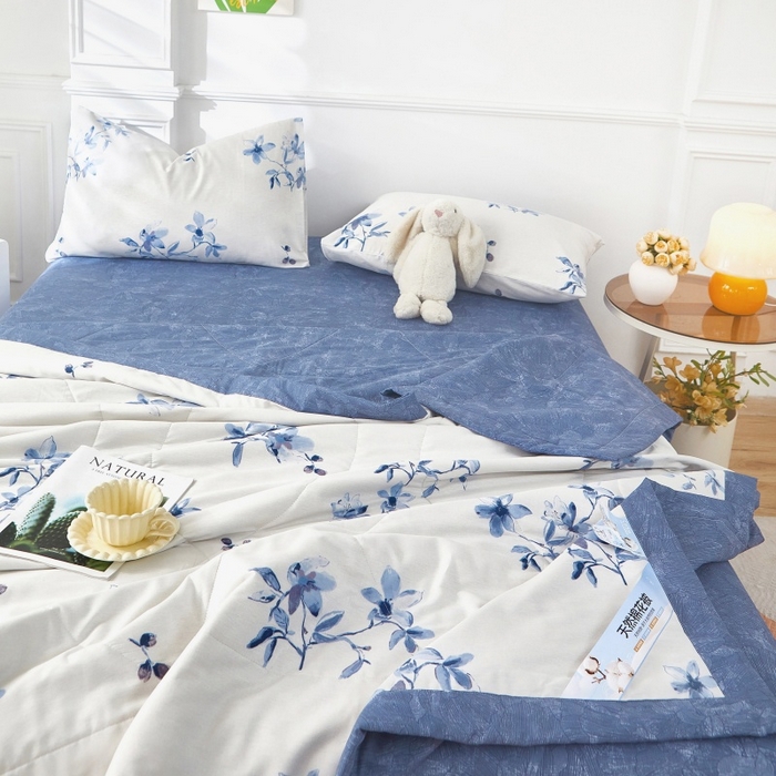 91家纺网 家纺一手货源 找家纺 黛妮雅 2026新款里外全棉印花棉花被纯棉夏被夏凉被空调被 夏被四件套梦兰花