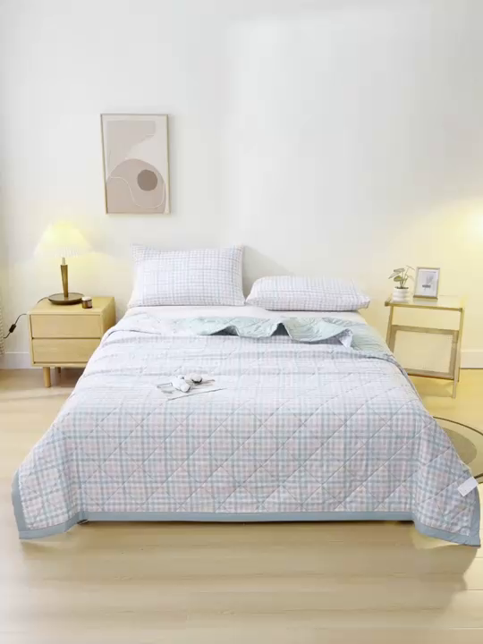 91家纺网 家纺一手货源 找家纺 培童 2025水洗棉夏被夏凉被空调被超声波压花礼品直播引流爆款 七彩格