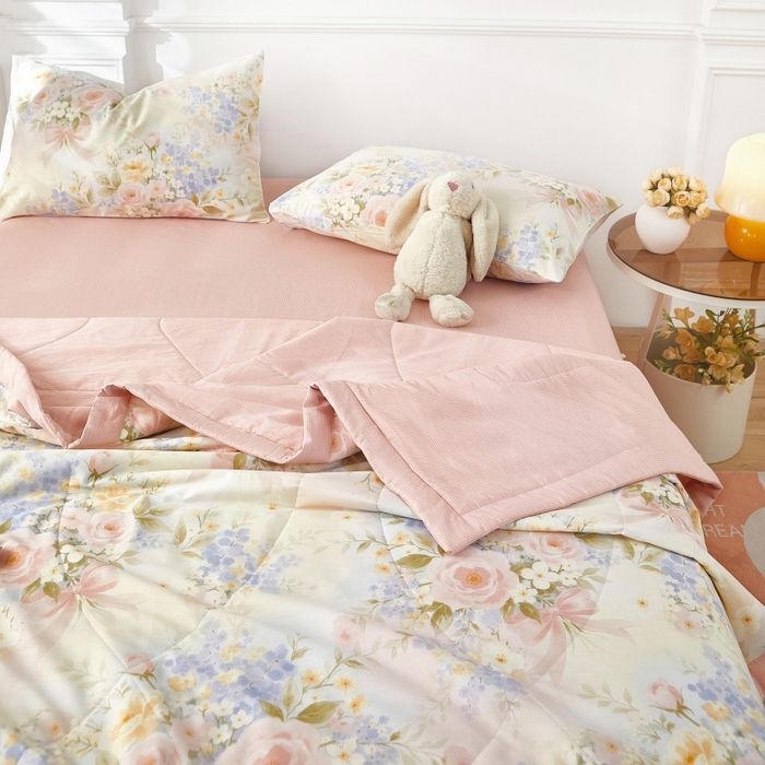 91家纺网 家纺一手货源 找家纺 黛妮雅 2026新款里外全棉印花棉花被纯棉夏被夏凉被空调被 夏被四件套水墨嫣然