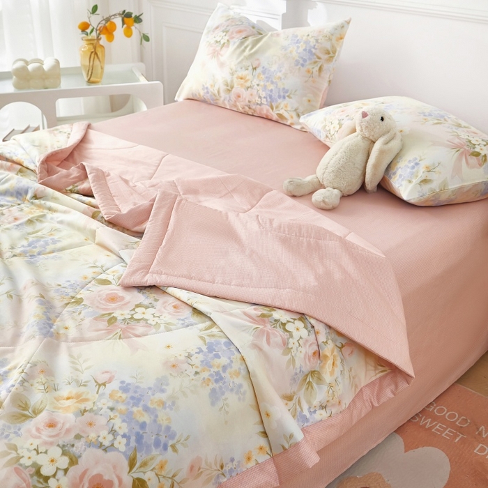 91家纺网 家纺一手货源 找家纺 黛妮雅 2026新款里外全棉印花棉花被纯棉夏被夏凉被空调被 夏被四件套水墨嫣然