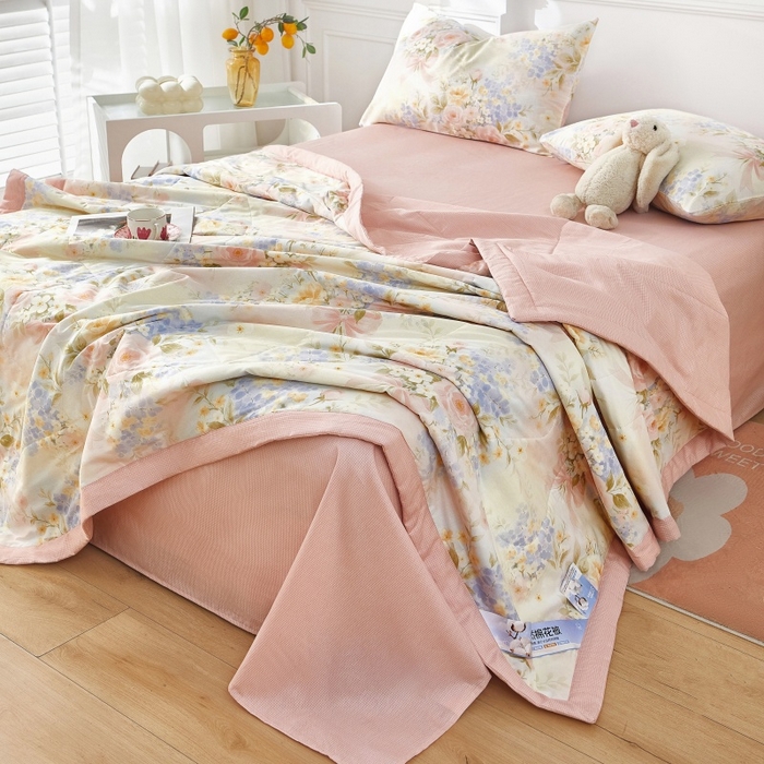 91家纺网 家纺一手货源 找家纺 黛妮雅 2026新款里外全棉印花棉花被纯棉夏被夏凉被空调被 夏被四件套水墨嫣然