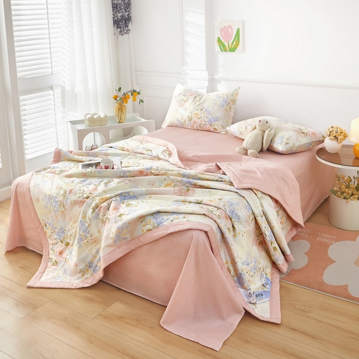 91家纺网 家纺一手货源 找家纺 黛妮雅 2026新款里外全棉印花棉花被纯棉夏被夏凉被空调被 夏被四件套水墨嫣然