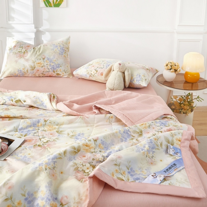 91家纺网 家纺一手货源 找家纺 黛妮雅 2026新款里外全棉印花棉花被纯棉夏被夏凉被空调被 夏被四件套水墨嫣然