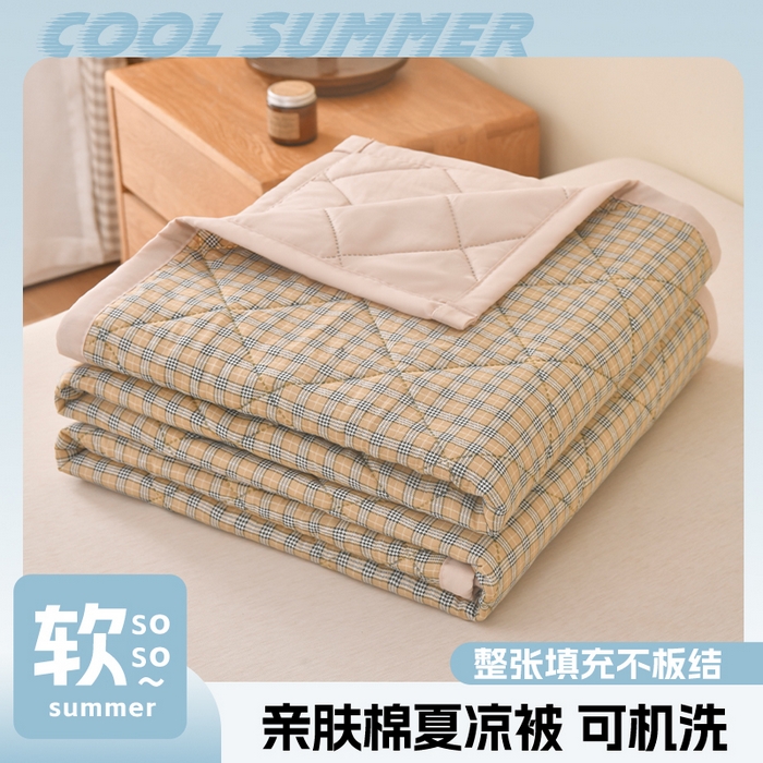 91家纺网 家纺一手货源 找家纺 培童 2025水洗棉夏被夏凉被空调被超声波压花礼品直播引流爆款 七彩格