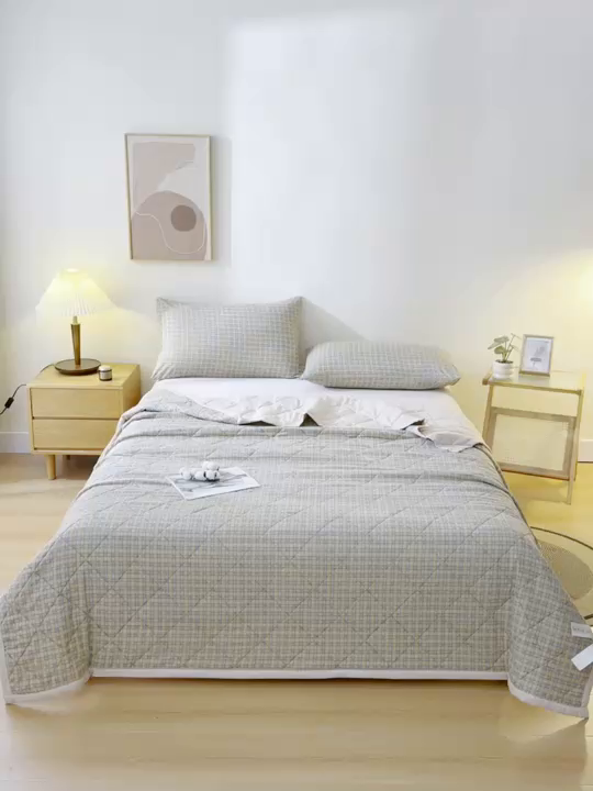 91家纺网 家纺一手货源 找家纺 培童 2025水洗棉夏被夏凉被空调被超声波压花礼品直播引流爆款 七彩格