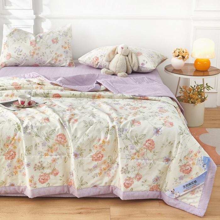 91家纺网 家纺一手货源 找家纺 黛妮雅 2026新款里外全棉印花棉花被纯棉夏被夏凉被空调被 夏被四件套时夏