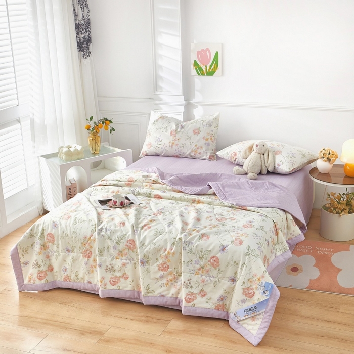 91家纺网 家纺一手货源 找家纺 黛妮雅 2026新款里外全棉印花棉花被纯棉夏被夏凉被空调被 夏被四件套时夏