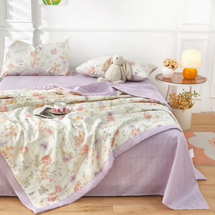 91家纺网 家纺一手货源 找家纺 黛妮雅 2026新款里外全棉印花棉花被纯棉夏被夏凉被空调被 夏被四件套时夏