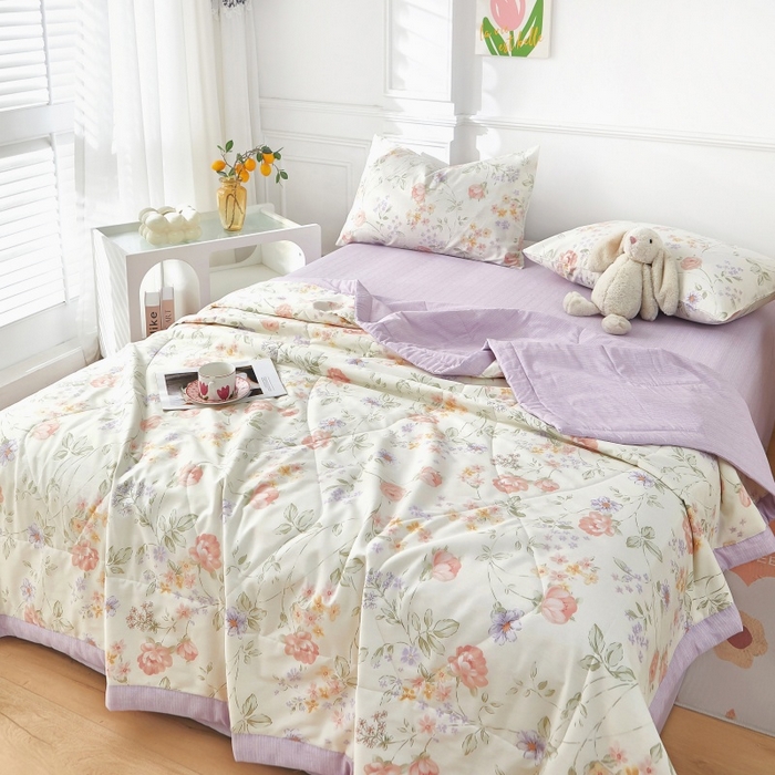 91家纺网 家纺一手货源 找家纺 黛妮雅 2026新款里外全棉印花棉花被纯棉夏被夏凉被空调被 夏被四件套时夏