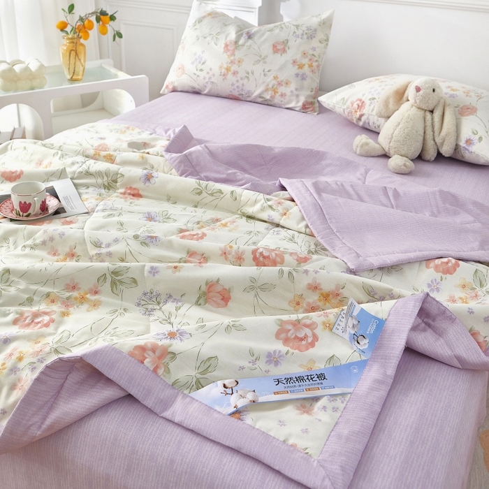 91家纺网 家纺一手货源 找家纺 黛妮雅 2026新款里外全棉印花棉花被纯棉夏被夏凉被空调被 夏被四件套时夏