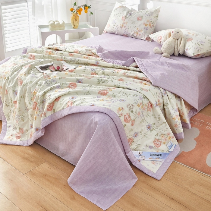 91家纺网 家纺一手货源 找家纺 黛妮雅 2026新款里外全棉印花棉花被纯棉夏被夏凉被空调被 夏被四件套时夏