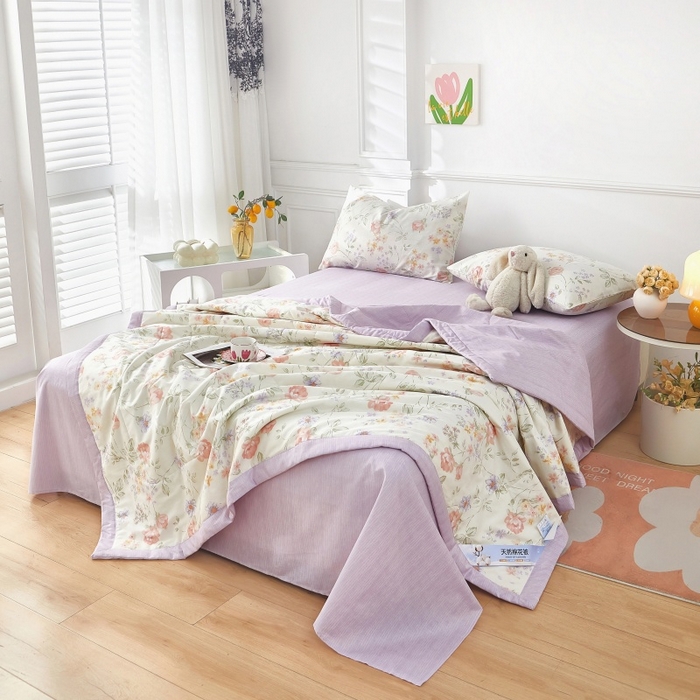91家纺网 家纺一手货源 找家纺 黛妮雅 2026新款里外全棉印花棉花被纯棉夏被夏凉被空调被 夏被四件套时夏