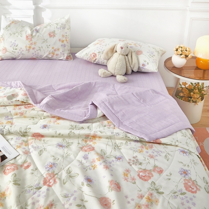 91家纺网 家纺一手货源 找家纺 黛妮雅 2026新款里外全棉印花棉花被纯棉夏被夏凉被空调被 夏被四件套时夏