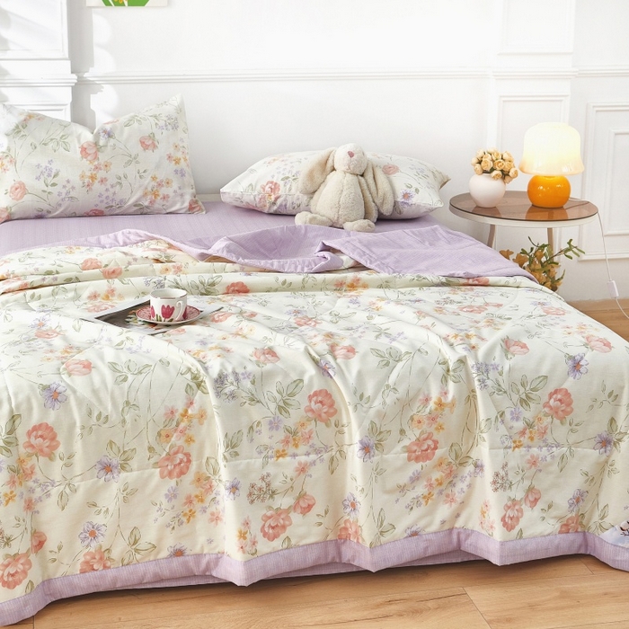 91家纺网 家纺一手货源 找家纺 黛妮雅 2026新款里外全棉印花棉花被纯棉夏被夏凉被空调被 夏被四件套时夏