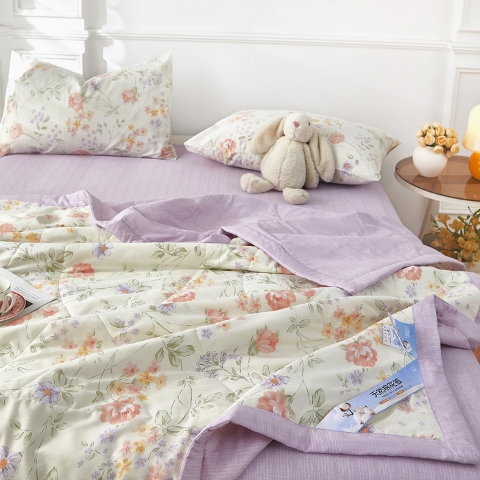 91家纺网 家纺一手货源 找家纺 黛妮雅 2026新款里外全棉印花棉花被纯棉夏被夏凉被空调被 夏被四件套时夏