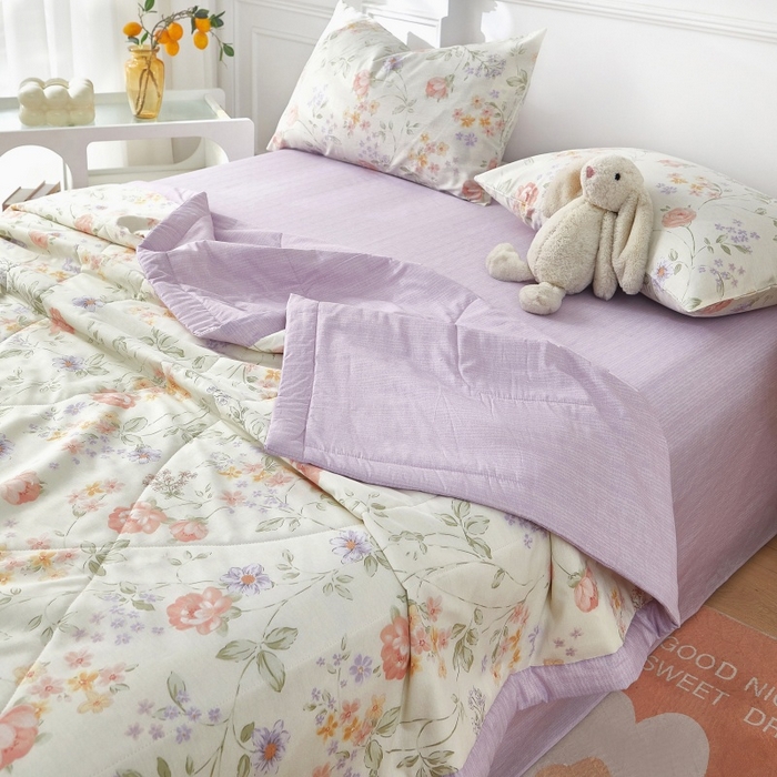 91家纺网 家纺一手货源 找家纺 黛妮雅 2026新款里外全棉印花棉花被纯棉夏被夏凉被空调被 夏被四件套时夏