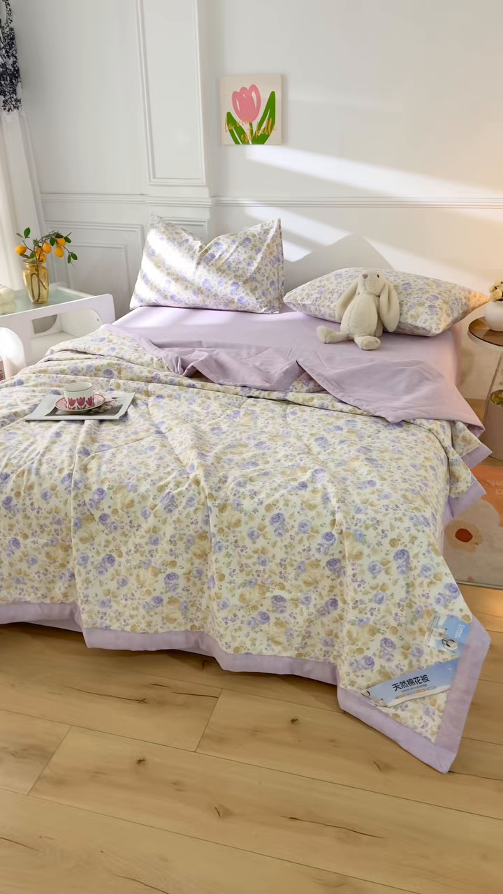 91家纺网 家纺一手货源 找家纺 黛妮雅 2026新款里外全棉印花棉花被纯棉夏被夏凉被空调被 夏被四件套时夏