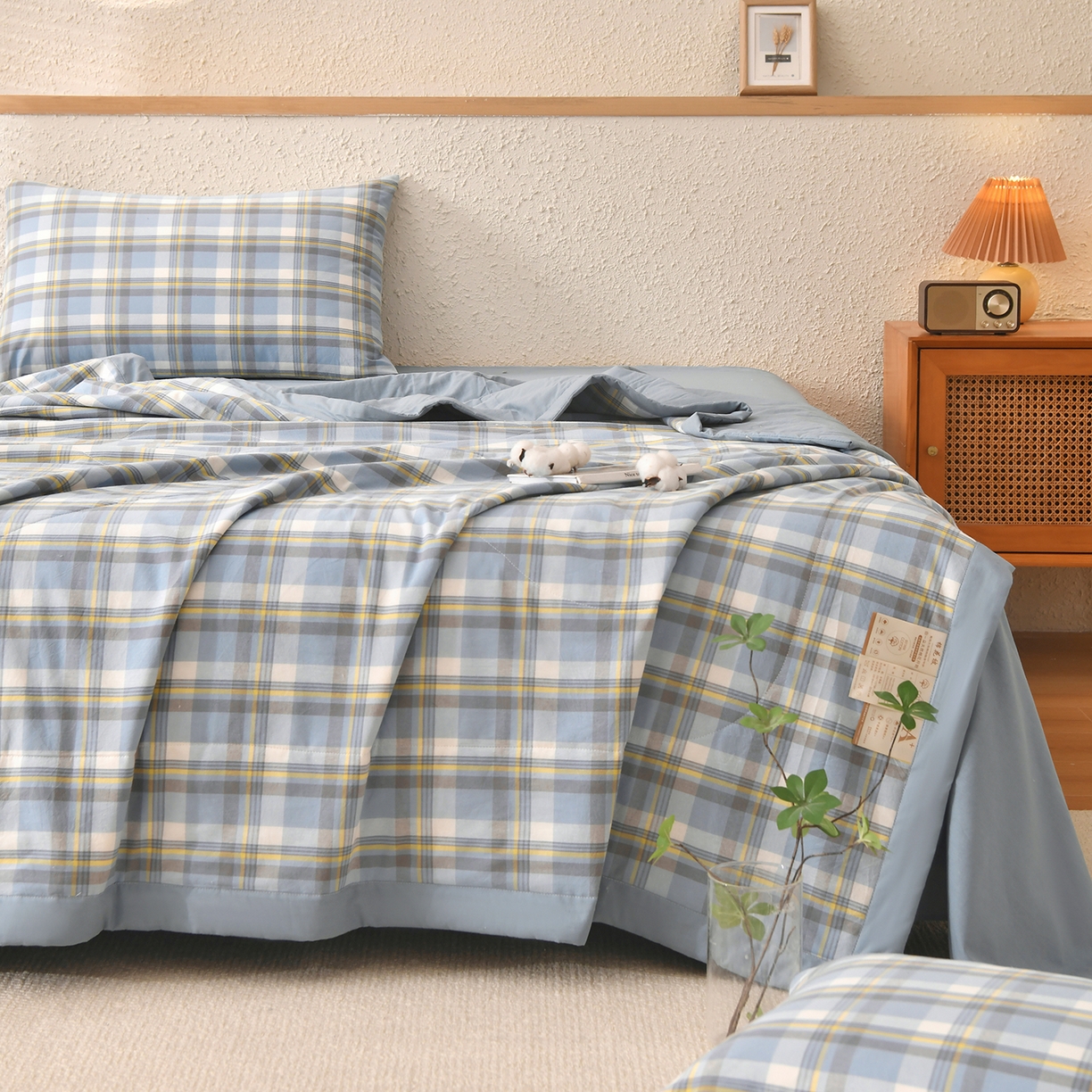 91家纺网 家纺一手货源 找家纺 （总）培童家纺 2026新款全棉色织水洗棉A类棉花夏被可机洗空调被四件套床单枕套