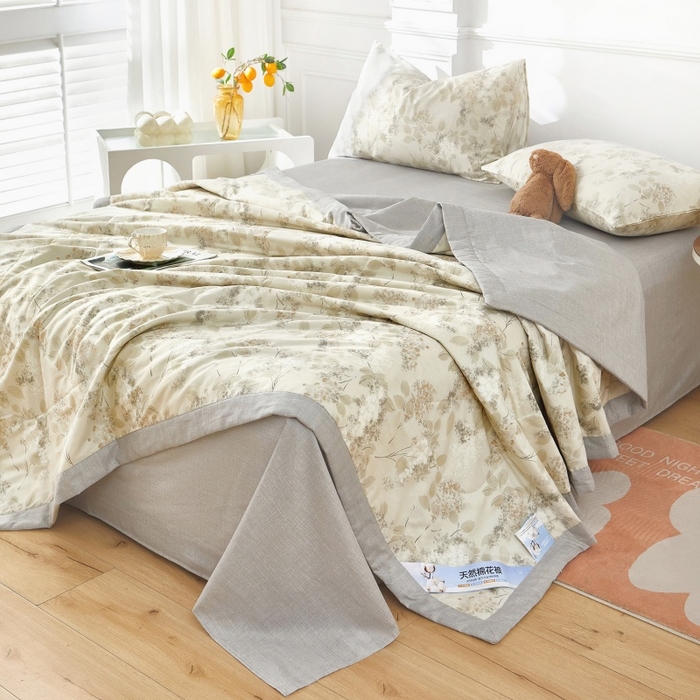 91家纺网 家纺一手货源 找家纺 黛妮雅 2026新款里外全棉印花棉花被纯棉夏被夏凉被空调被 夏被四件套晚秋