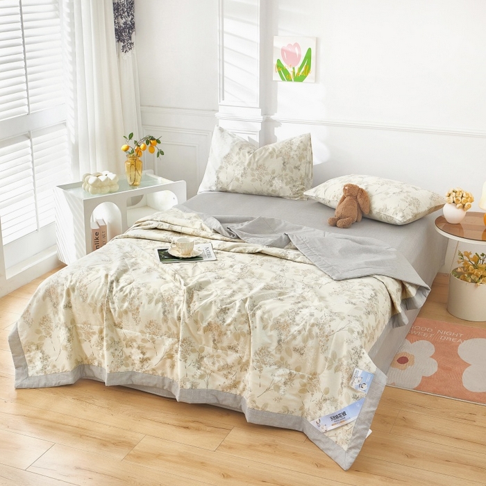 91家纺网 家纺一手货源 找家纺 黛妮雅 2026新款里外全棉印花棉花被纯棉夏被夏凉被空调被 夏被四件套晚秋