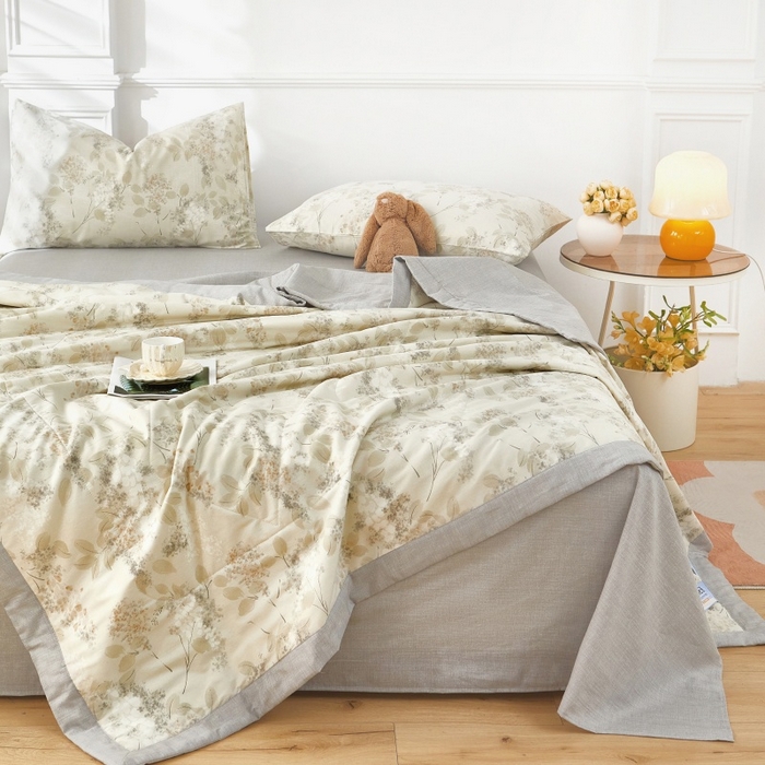 91家纺网 家纺一手货源 找家纺 黛妮雅 2026新款里外全棉印花棉花被纯棉夏被夏凉被空调被 夏被四件套晚秋