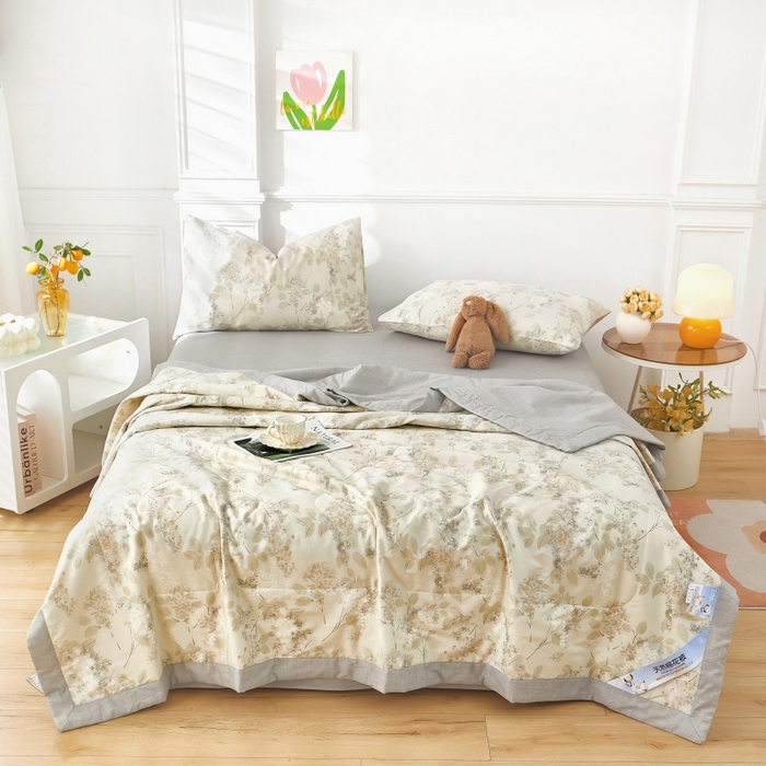 91家纺网 家纺一手货源 找家纺 黛妮雅 2026新款里外全棉印花棉花被纯棉夏被夏凉被空调被 夏被四件套晚秋