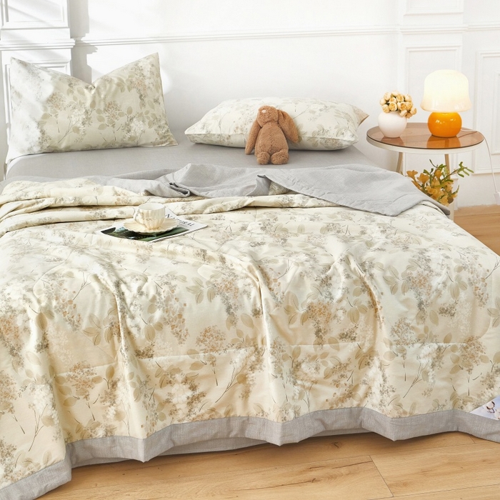 91家纺网 家纺一手货源 找家纺 黛妮雅 2026新款里外全棉印花棉花被纯棉夏被夏凉被空调被 夏被四件套晚秋