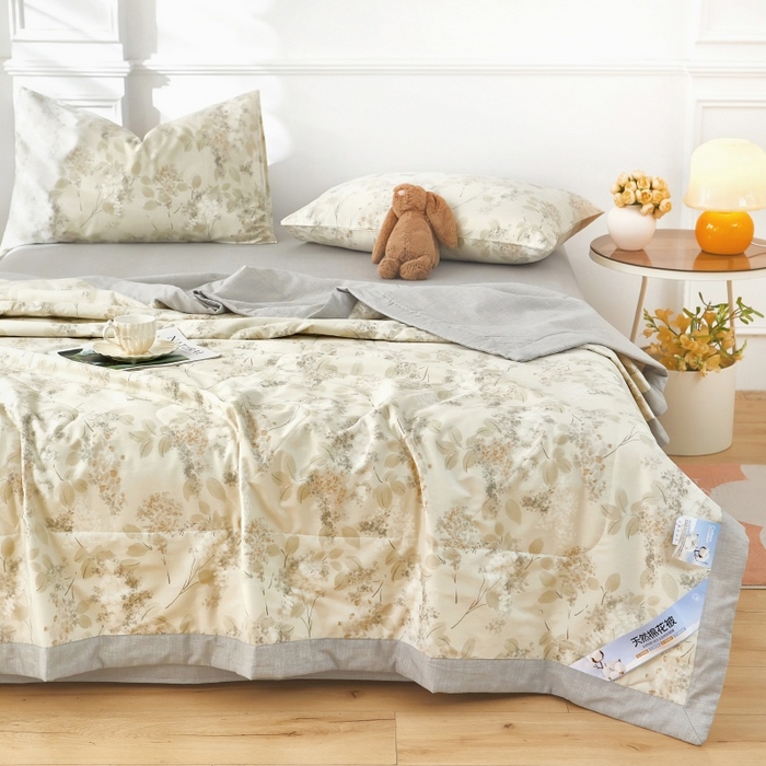 91家纺网 家纺一手货源 找家纺 黛妮雅 2026新款里外全棉印花棉花被纯棉夏被夏凉被空调被 夏被四件套晚秋