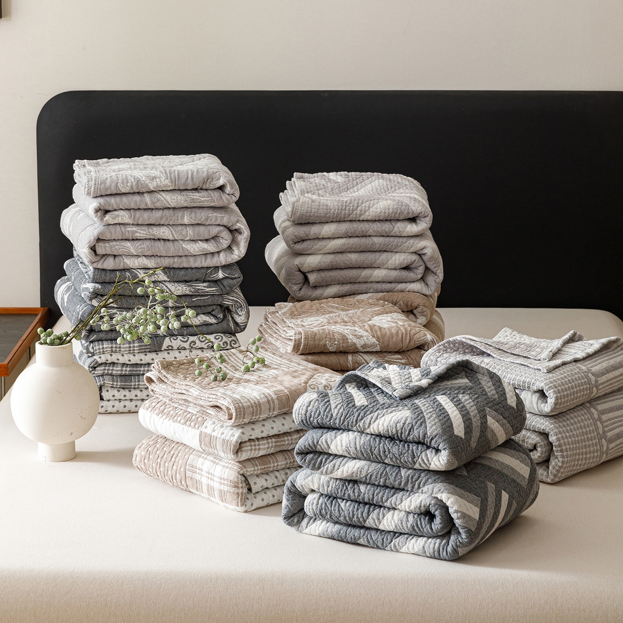 悦然毛巾被 2026新款外贸全棉三层纱布毛巾被盖毯 组合