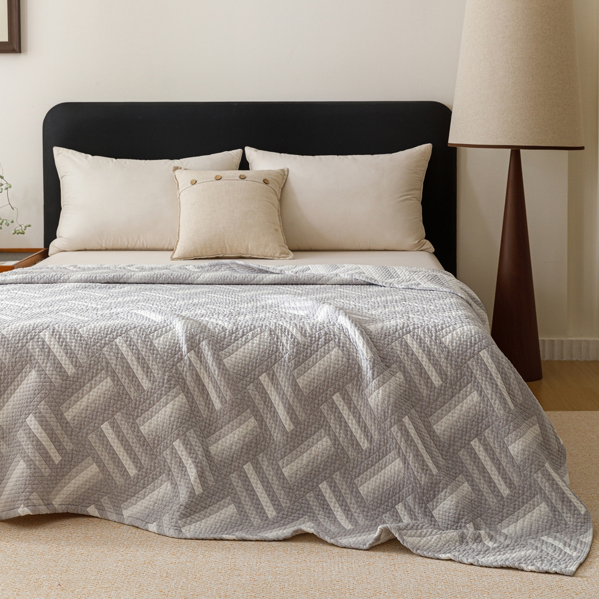 悦然毛巾被 2026新款外贸全棉三层纱布毛巾被盖毯 迷宫灰