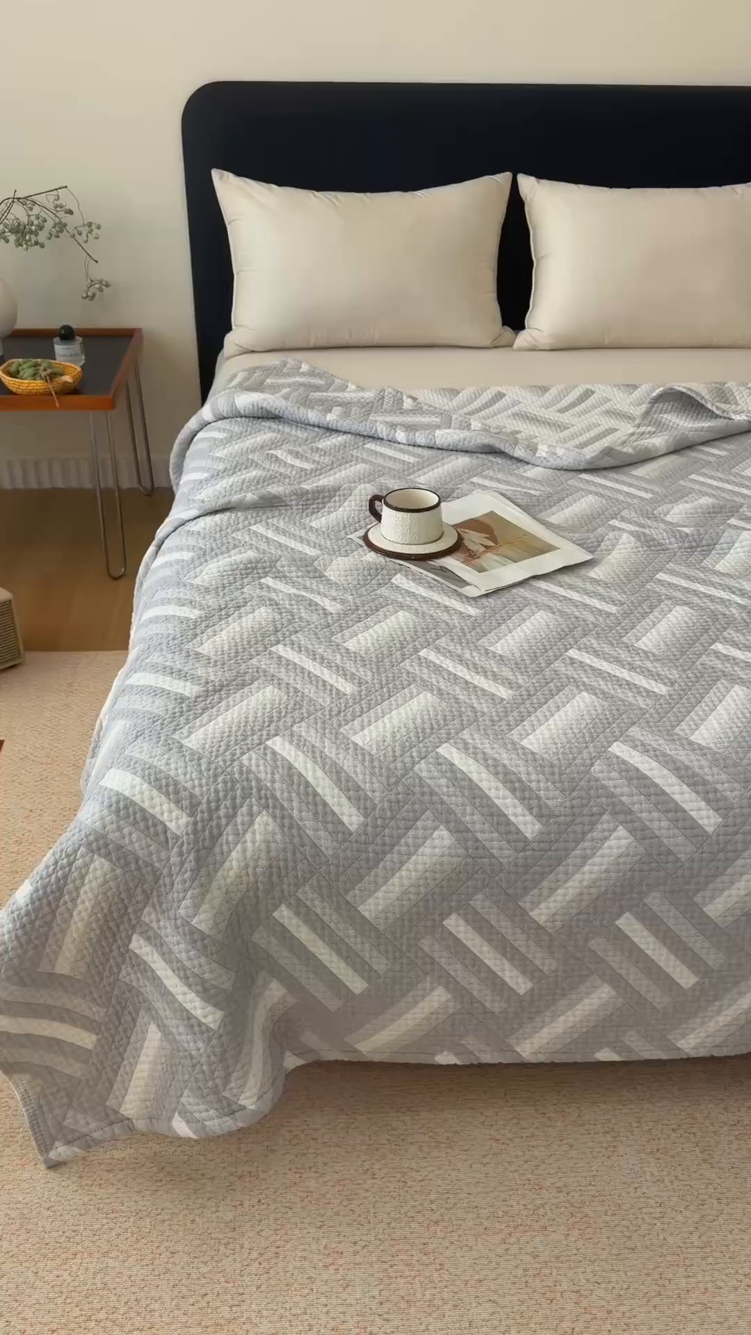 91家纺网 家纺一手货源 找家纺 悦然毛巾被 2026新款外贸全棉三层纱布毛巾被盖毯 迷宫灰