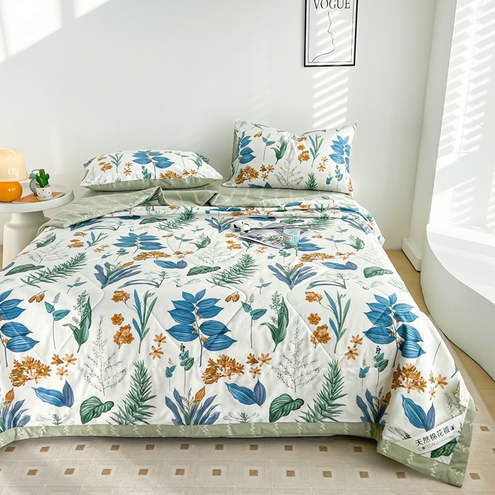 91家纺网 家纺一手货源 找家纺 黛妮雅 2026新款里外全棉印花棉花被纯棉夏被夏凉被空调被 夏被四件套莎莉