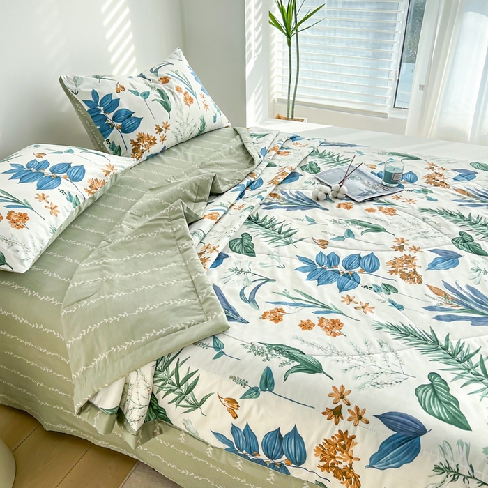 91家纺网 家纺一手货源 找家纺 黛妮雅 2026新款里外全棉印花棉花被纯棉夏被夏凉被空调被 夏被四件套莎莉