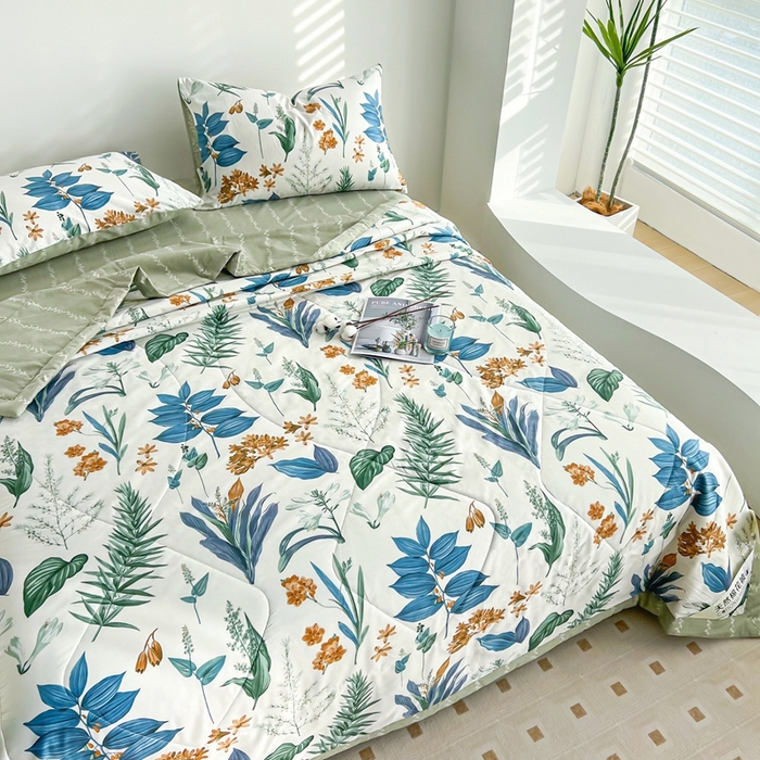 91家纺网 家纺一手货源 找家纺 黛妮雅 2026新款里外全棉印花棉花被纯棉夏被夏凉被空调被 夏被四件套莎莉