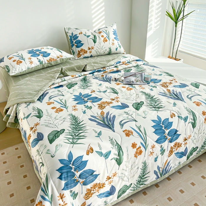 91家纺网 家纺一手货源 找家纺 黛妮雅 2026新款里外全棉印花棉花被纯棉夏被夏凉被空调被 夏被四件套莎莉