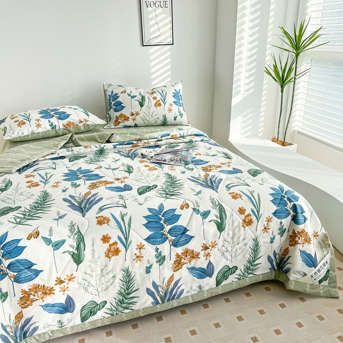 91家纺网 家纺一手货源 找家纺 黛妮雅 2026新款里外全棉印花棉花被纯棉夏被夏凉被空调被 夏被四件套莎莉