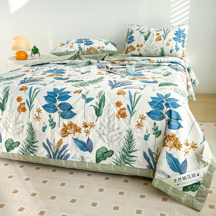 91家纺网 家纺一手货源 找家纺 黛妮雅 2026新款里外全棉印花棉花被纯棉夏被夏凉被空调被 夏被四件套莎莉
