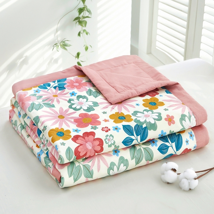 91家纺网 家纺一手货源 找家纺 黛妮雅 2026新款里外全棉印花棉花被纯棉夏被夏凉被空调被 夏被四件套米兰春天