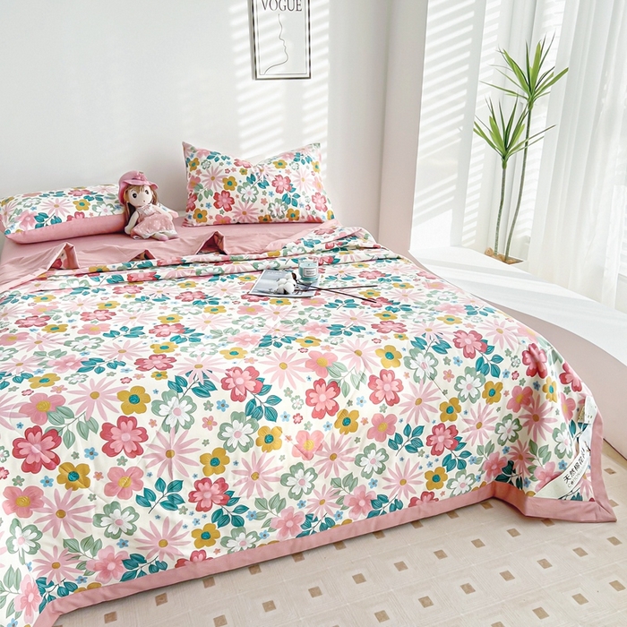 91家纺网 家纺一手货源 找家纺 黛妮雅 2026新款里外全棉印花棉花被纯棉夏被夏凉被空调被 夏被四件套米兰春天