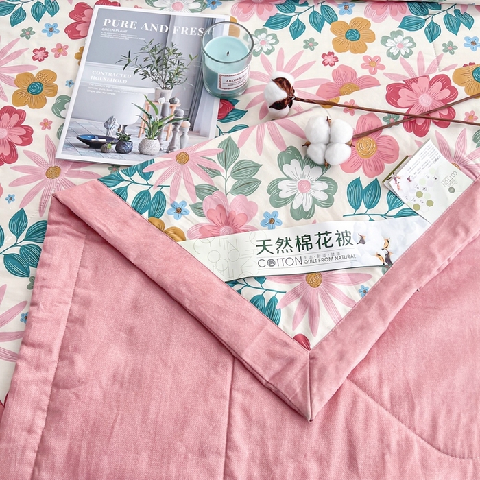 91家纺网 家纺一手货源 找家纺 黛妮雅 2026新款里外全棉印花棉花被纯棉夏被夏凉被空调被 夏被四件套米兰春天