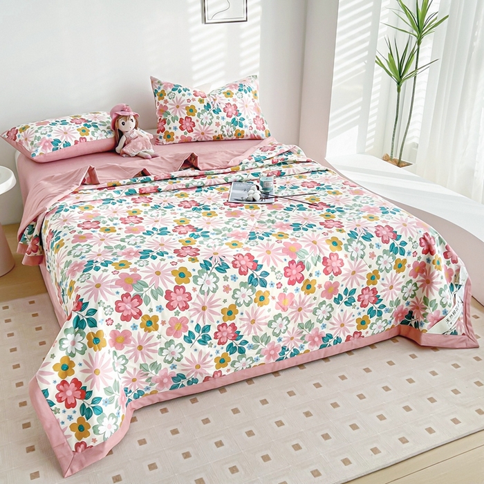 91家纺网 家纺一手货源 找家纺 黛妮雅 2026新款里外全棉印花棉花被纯棉夏被夏凉被空调被 夏被四件套米兰春天