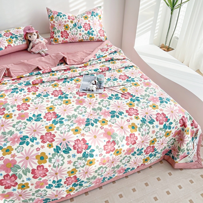 91家纺网 家纺一手货源 找家纺 黛妮雅 2026新款里外全棉印花棉花被纯棉夏被夏凉被空调被 夏被四件套米兰春天