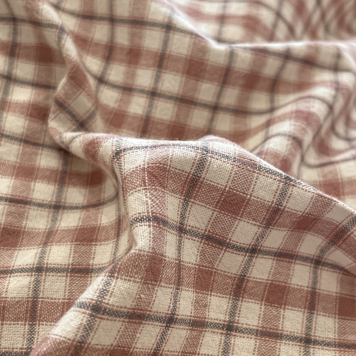 91家纺网 家纺一手货源 找家纺 花漾家居 2026新款全棉色织水洗棉复古花边无印格条被套三件套四件套 月白风清